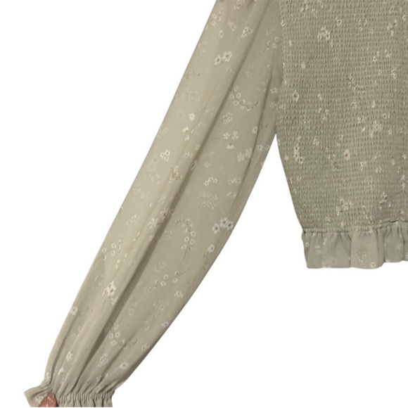 Aritzia Wilfred Tempest Smocked Floral Sheer Cottagecore Long Sleeve Blouse XS - Picture 10 of 10